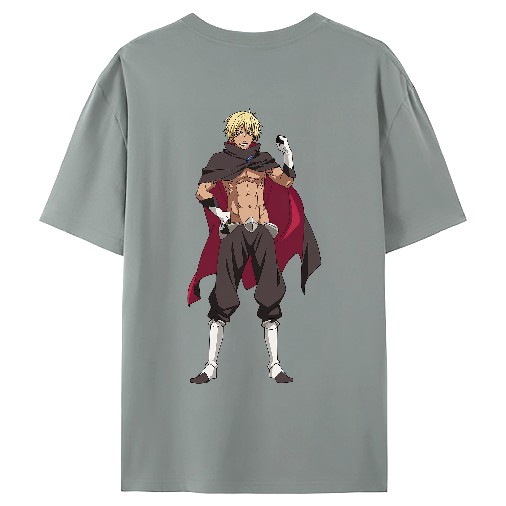 （画像用） 転スラ Regarding Reincarnated to Slime 綿100％ メンズ半袖Tシャツ（バックプリント） 通気性
